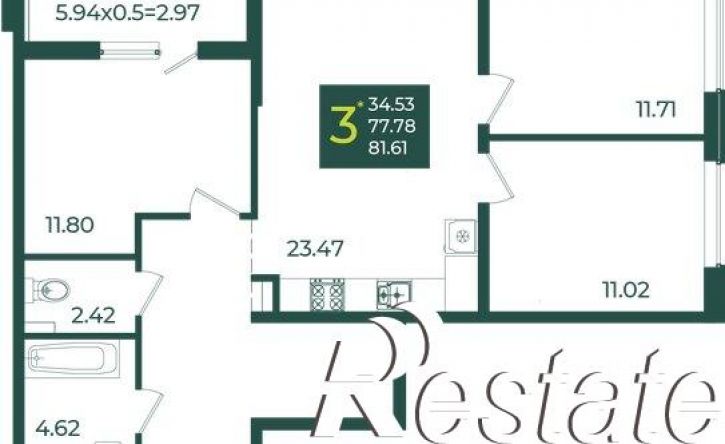 3-комн квартира улица Адмирала Макарова, 1 к2,  д. 1 к2