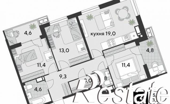 3-комн квартира улица Западный Обход, 4 к1,  д. 4 к1