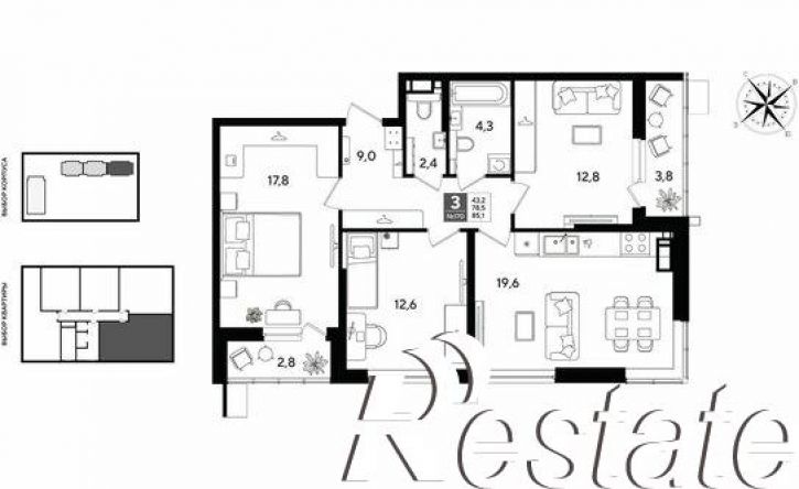 3-комн квартира улица Западный Обход, 2/6,  д. 2/6