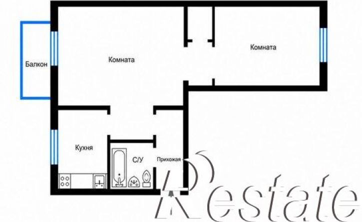 2-комн квартира Железнодорожная улица, 12/1,  д. 12/1