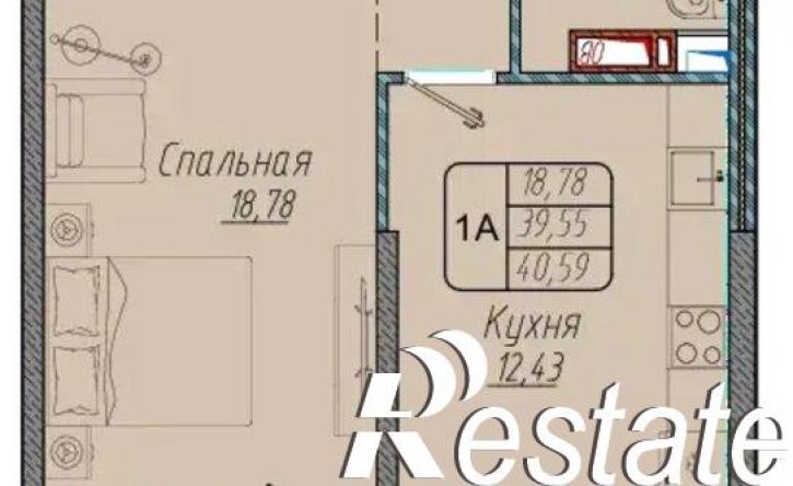 1-комн квартира в новом доме улица Репина, 1/1,  д. 1/1