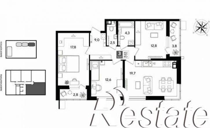 3-комн квартира улица Западный Обход, 2/6,  д. 2/6