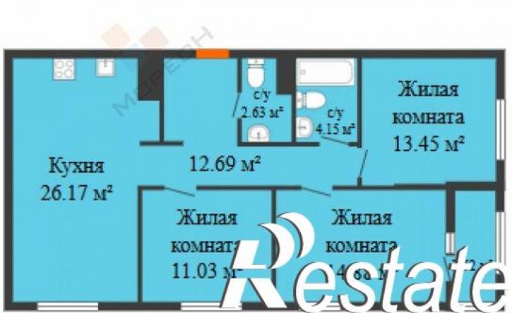 3-комн квартира в новом доме Старокубанская улица, 122/10,  д. 122/10