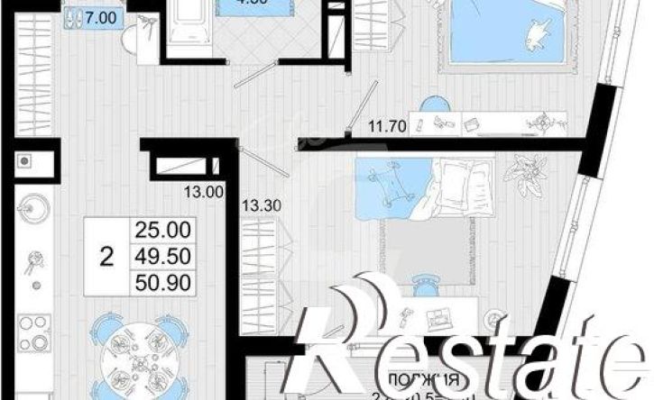2-комн квартира Старокубанская улица, 2/23 к1,  д. 2/23 к1