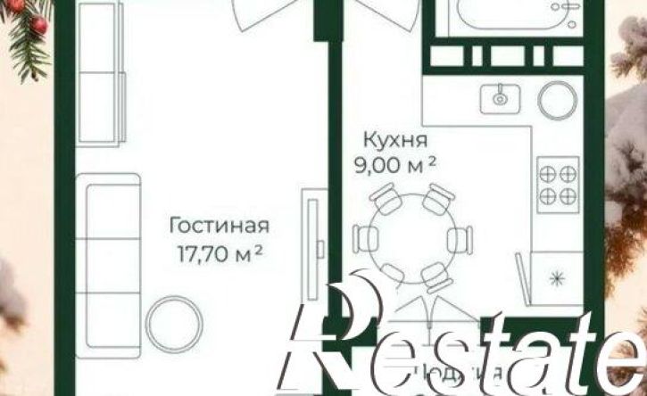 1-комн квартира улица имени Сергея Есенина, 108/2,  д. 108/2