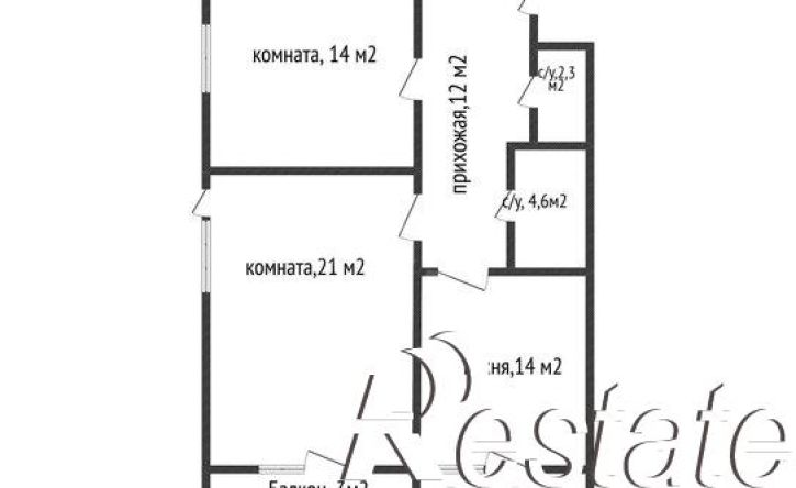 2-комн квартира Казбекская улица, 12,  д. 12