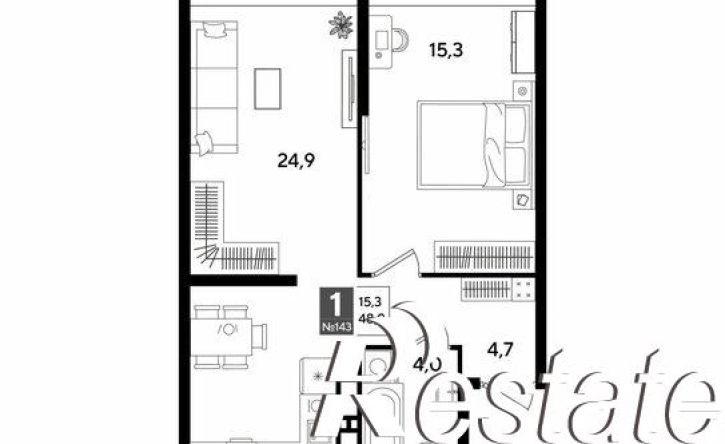 1-комн квартира улица имени Анны Ахматовой, 12 к2,  д. 12 к2